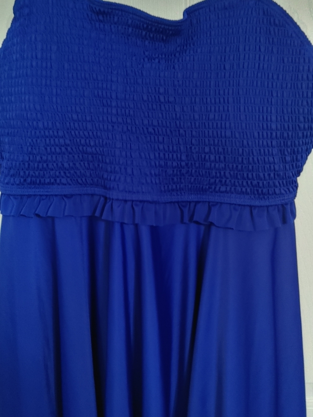 Royal Blue Smocked Tankini Bathing Suit Top Measures Size 22 or Bra size 42DD - Picture 2 of 5